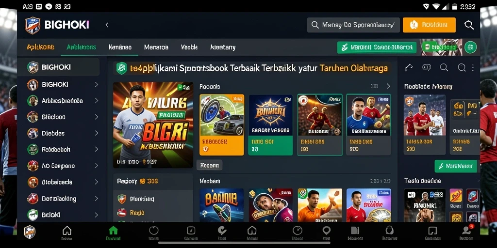Screenshot BIGHOKI menunjukkan tampilan permainan taruhan olahraga yang dinamis.
