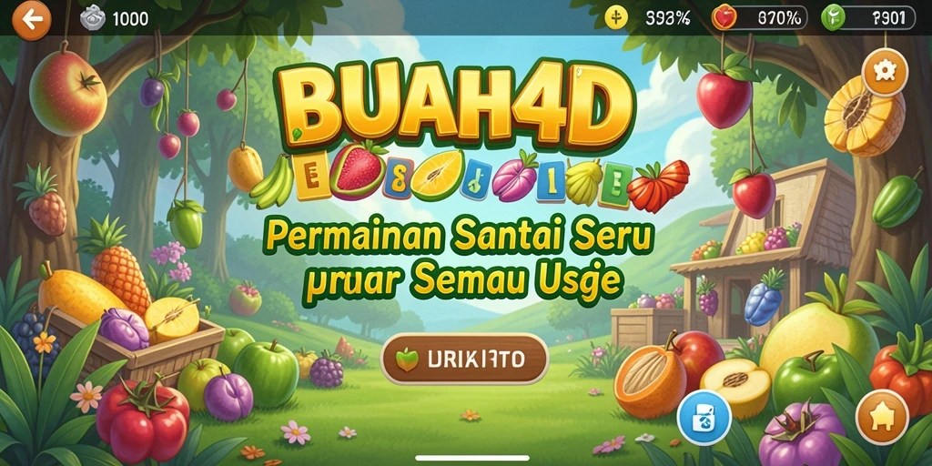 Tampilan gameplay BUAH4D yang ceria dengan berbagai buah lucu.