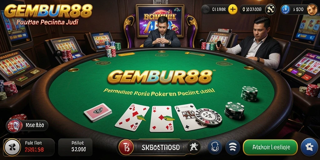 Screenshot utama GEMBUR88 menampilkan gameplay Poker yang menarik dan kompetitif.