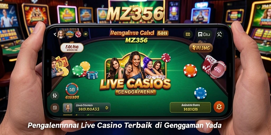 Screenshot MZ356 yang menampilkan dealer langsung dalam permainan Live Casino.
