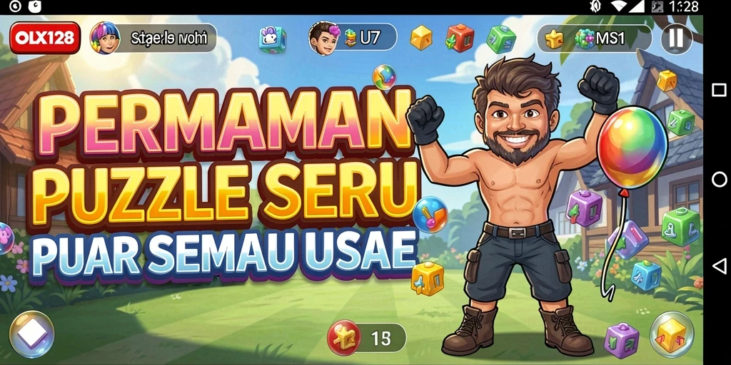 Screenshot gameplay OLX128 menunjukkan tantangan puzzle yang menarik.